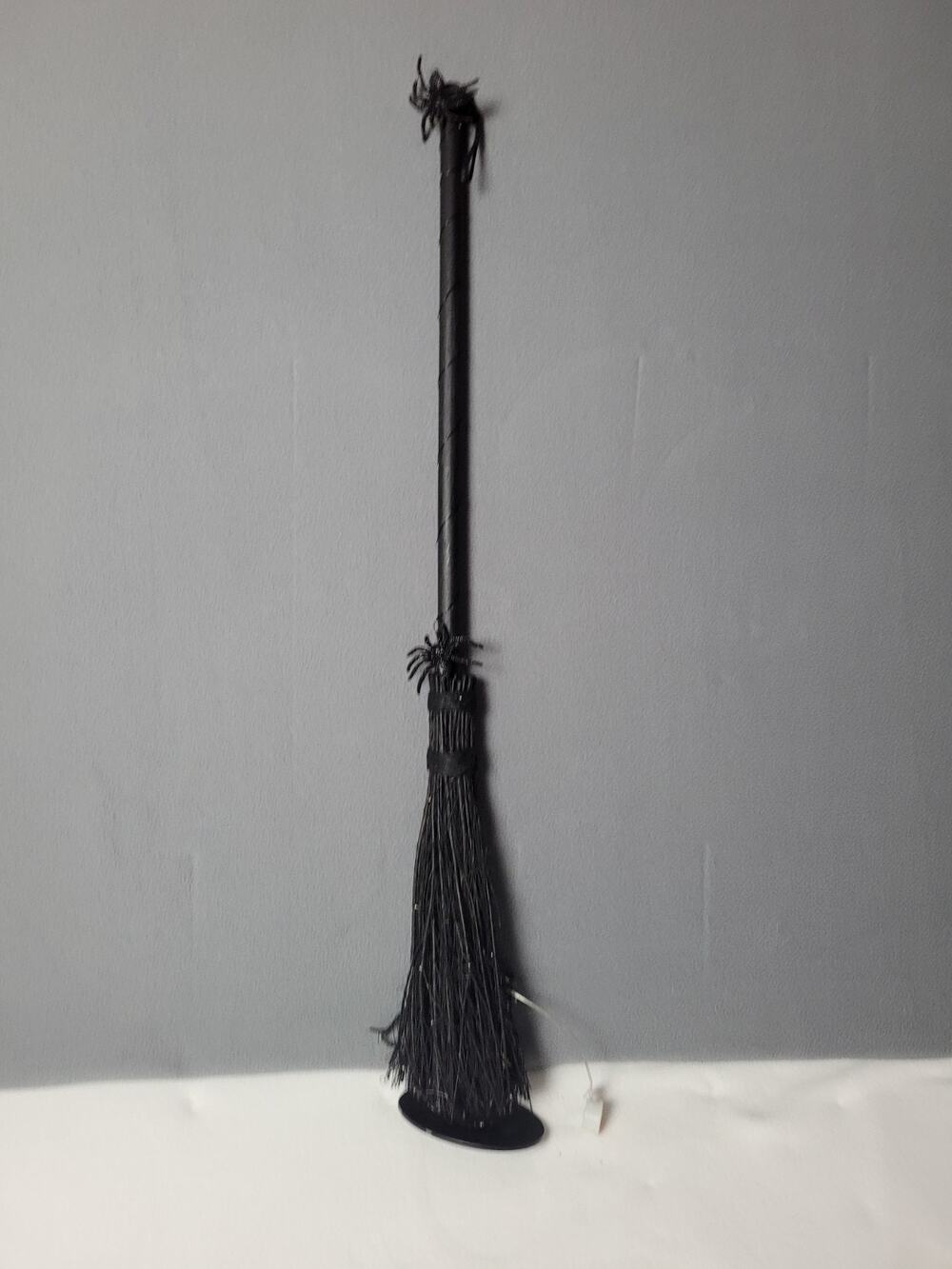 Celebrate Together Halloween LED Rattan Broom With Spiders Outdoor Decor